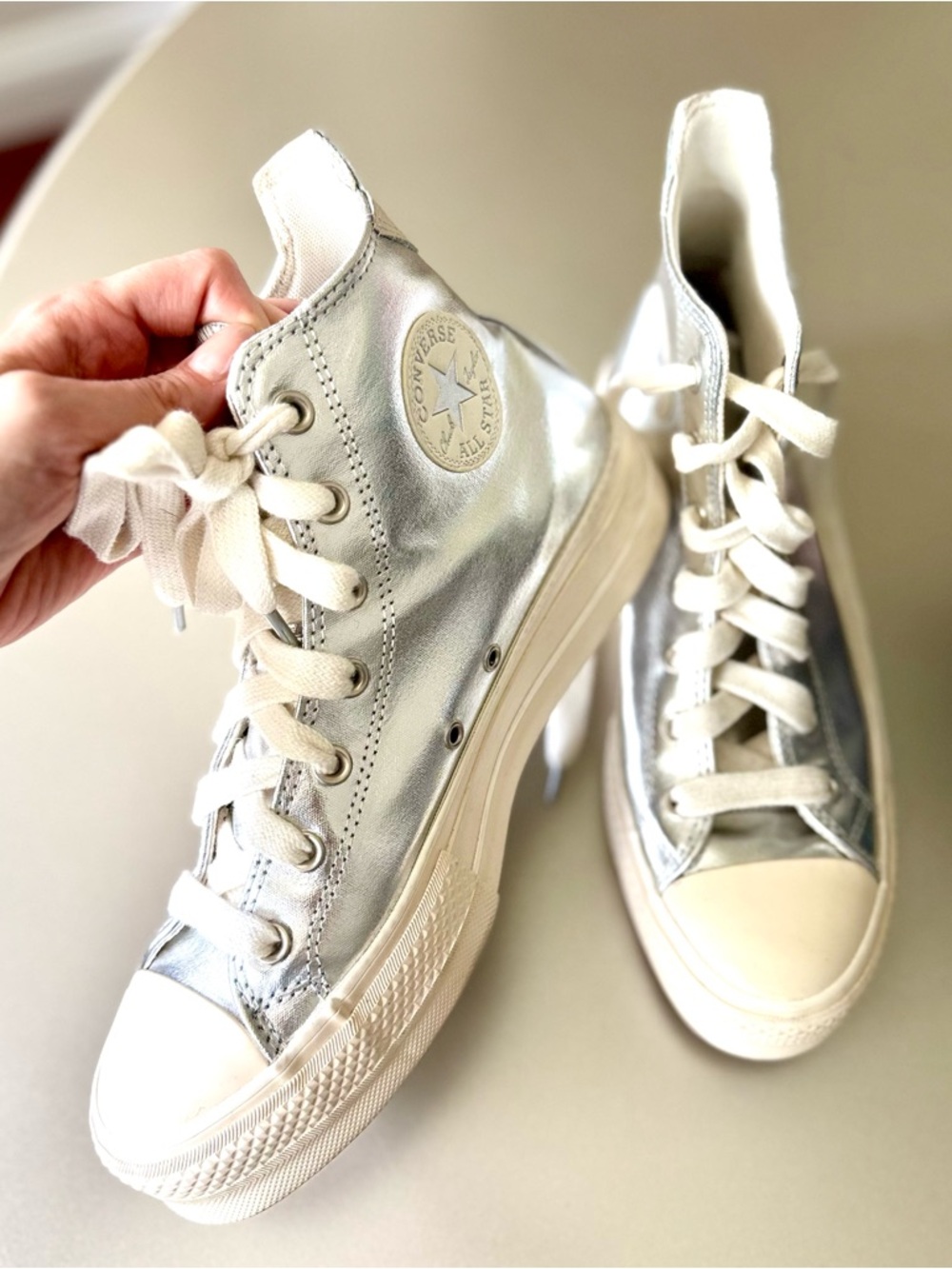 Converse Chuck Taylor Lift Platform High Tops – Metallic Silver